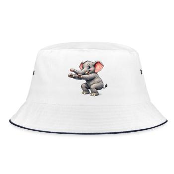 Elefant beim Sport - Bucket Hat - Weiß/Navy - Vorne