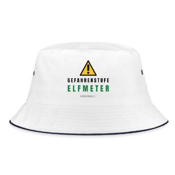 Gefahrenstufe Elf Meter Fußball - Bucket Hat - Weiß/Navy - Vorne