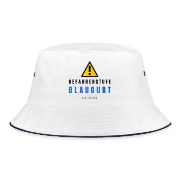 Gefahrstufe BlauGurt JiuJitsu - Bucket Hat - Weiß/Navy - Vorne