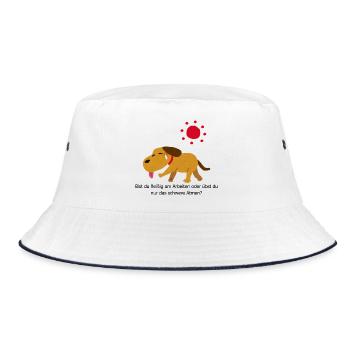 Arbeitest du noch T-Shirt - Bucket Hat - Weiß/Navy - Vorne