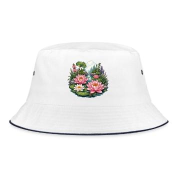 Lily pond in the forest idyll - Bucket Hat - white/navy - Front