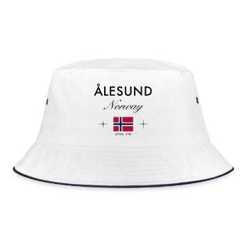 Ålesund, Norway, coordinates, travel, souvenir - Bucket Hat - white/navy - Front
