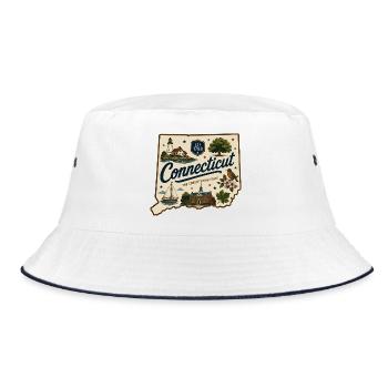 Connecticut Vintage State Souvenir Sticker - Bucket Hat - white/navy - Front