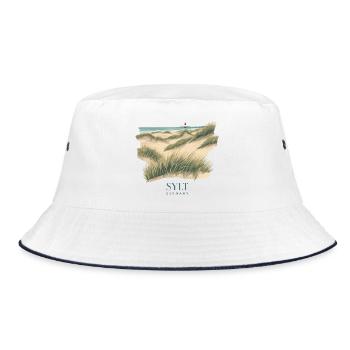 Sylt Dunes | Vintage North Sea Poster - Bucket Hat - white/navy - Front