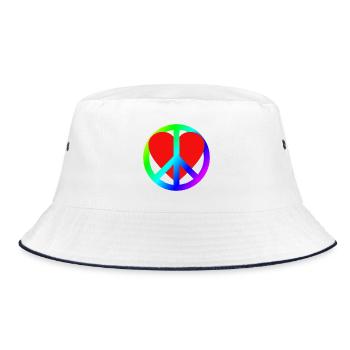 Heart Peace Rainbow Symbol - Bucket Hat - white/navy - Front