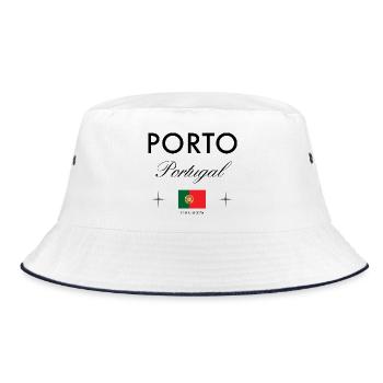 Porto Portugal Koordinaten Reise Souvenir - Bucket Hat - Weiß/Navy - Vorne