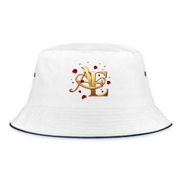 Gold AE Monogram with Roses - Bucket Hat - white/navy - Front