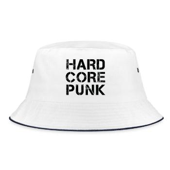 Hardcore Punk Distressed Typography - Bucket Hat - white/navy - Front
