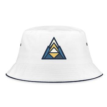 Geometric mountain peak in blue - Bucket Hat - white/navy - Front