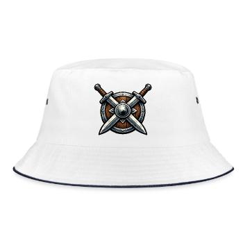 Cross Blades Shield Emblem - Bucket Hat - white/navy - Front