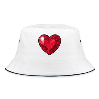 Ruby Crystal Heart - Bucket Hat - white/navy - Front