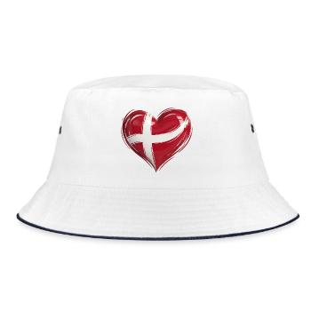 Denmark Heart Flag - Bucket Hat - white/navy - Front