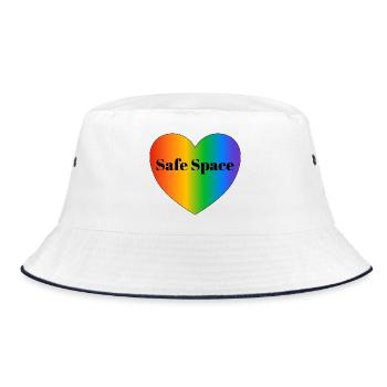LGBT-Pride-Flagge im sicheren Raum - Bucket Hat - Weiß/Navy - Vorne