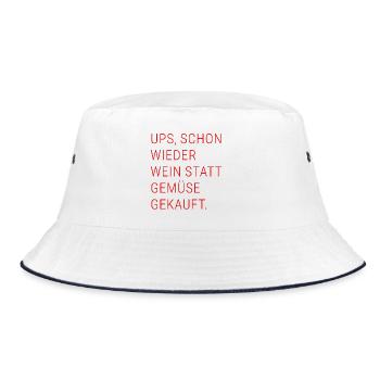 Ups, schon wieder Wein statt Gemüse gekauft. - Bucket Hat - Weiß/Navy - Vorne