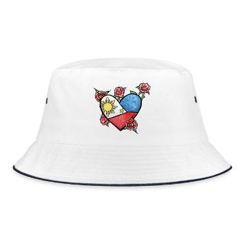 Heart of the Philippine Flag with Roses - Bucket Hat - white/navy - Front