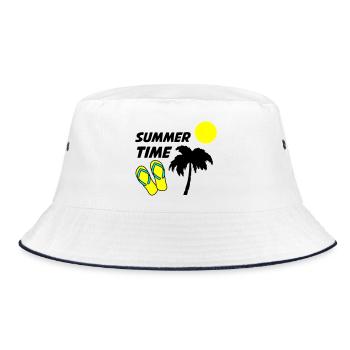 Beach flip-flops in the sunlight - Bucket Hat - white/navy - Front