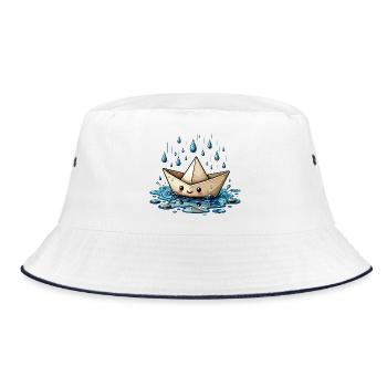 Origami boat in the rain - Bucket Hat - white/navy - Front