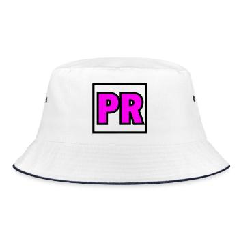 PR Initialen Rahmen Logo - Bucket Hat - Weiß/Navy - Vorne