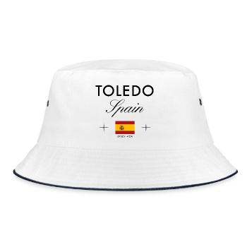 Toledo Spanien Koordinaten Reise Souvenir - Bucket Hat - Weiß/Navy - Vorne