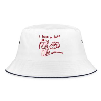 Ich habe ein Date mit meiner Mutter. - Bucket Hat - Weiß/Navy - Vorne