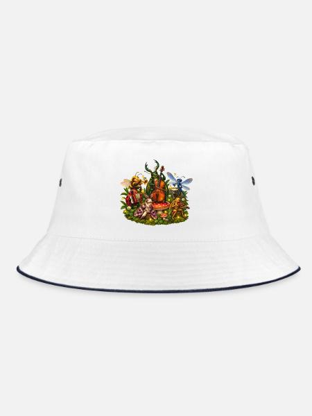 Waldmusik der Glühkäferbande Käferkonzert - Bucket Hat - Weiß/Navy