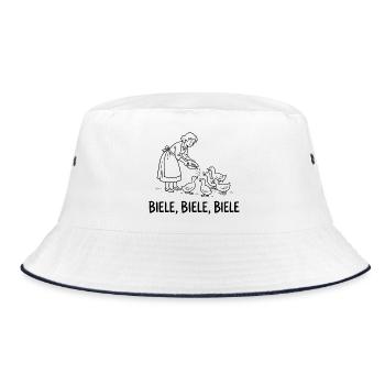 Biele Biele Biele Entenfütterung Mit Oma Und Enten - Bucket Hat - Weiß/Navy - Vorne