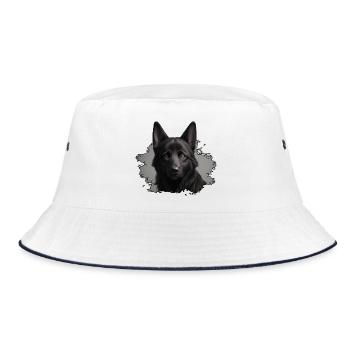 schwarzer schäferhund - Bucket Hat - Weiß/Navy - Vorne