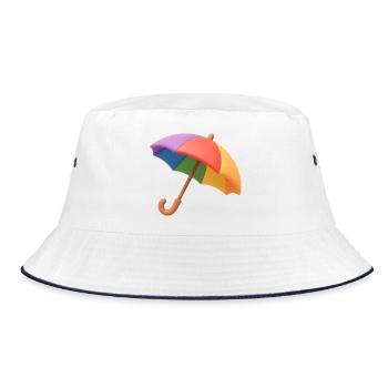 Regenbogen Schirm Muster - Bucket Hat - Weiß/Navy - Vorne