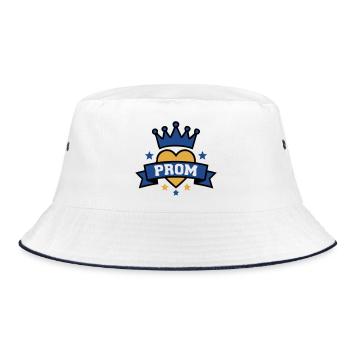 Prom Herz Krone Abzeichen - Bucket Hat - Weiß/Navy - Vorne
