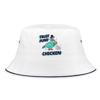 Treuhandfonds Chicken Bold Comic Pheasant Art - Bucket Hat - Weiß/Navy - Vorne