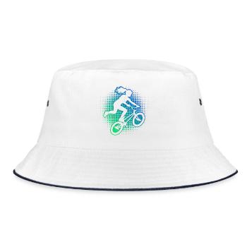 Geschenkidee für die BMX-Riderin mit Freestyle-BMX - Bucket Hat - Weiß/Navy - Vorne