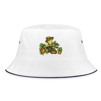 Frosch beim Bonsaischnitt - Bucket Hat - Weiß/Navy - Vorne