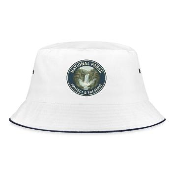 Nationalpark Schutz & Preserve Logo - Bucket Hat - Weiß/Navy - Vorne
