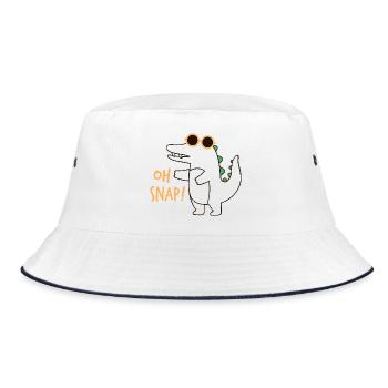 Lustiges Krokodil Oh Snap Dinosaurier Brille - Bucket Hat - Weiß/Navy - Vorne