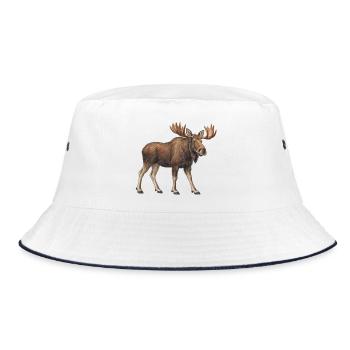 Majestätischer Elch - Bucket Hat - Weiß/Navy - Vorne