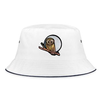 Mondbeschienene Eule auf Ast - Bucket Hat - Weiß/Navy - Vorne