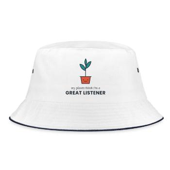 Meine Pflanzen denken, ich bin ein großartiger Zuhörer - Bucket Hat - Weiß/Navy - Vorne