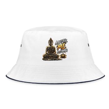 Besseres Ich kommt Buddha - Bucket Hat - Weiß/Navy - Vorne
