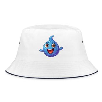 Wassertropfen - Bucket Hat - Weiß/Navy - Vorne