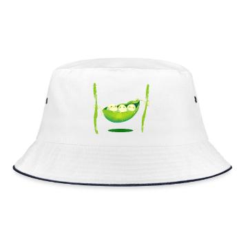 Bohnen Hängematte  - Bucket Hat - Weiß/Navy - Vorne