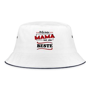 Meine Mama ist die beste Kinder Sprüche Familie - Bucket Hat - Weiß/Navy - Vorne