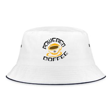 Powered by Coffee - Bucket Hat - Weiß/Navy - Vorne
