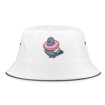 Donut Taube - Bucket Hat - Weiß/Navy - Vorne