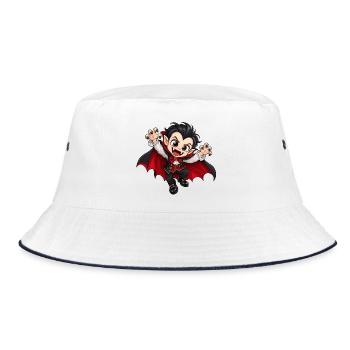 Vampir - Monster unter dem Bett Party - Bucket Hat - Weiß/Navy - Vorne
