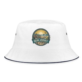 New Jersey Cape May Coast Retro-Reisegeschenk - Bucket Hat - Weiß/Navy - Vorne