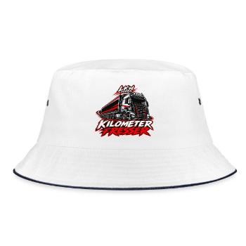 LKW Fohra - Kilometer Fresser, LKW Fahrer - Bucket Hat - Weiß/Navy - Vorne