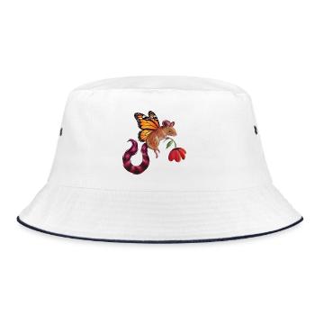 Fantastische Fledermaus - Bucket Hat - Weiß/Navy - Vorne