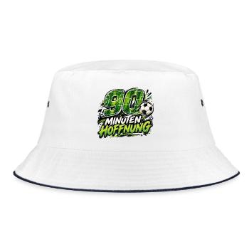 90 Minuten Hoffnung – Fußballfan Geschenkidee - Bucket Hat - Weiß/Navy - Vorne