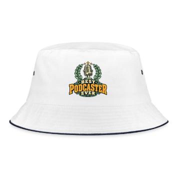 Best Podcaster Ever Mikrofon Retro Design - Bucket Hat - Weiß/Navy - Vorne