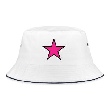 Pink Star auf Schwarz - Bucket Hat - Weiß/Navy - Vorne